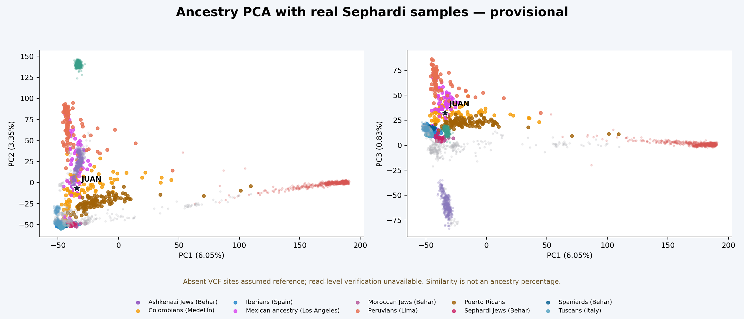 PCA with Sephardic Jewish reference samples